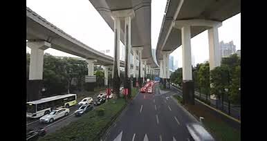 上海城市高架道路车轨2K最新原创延时拍摄视频的预览图